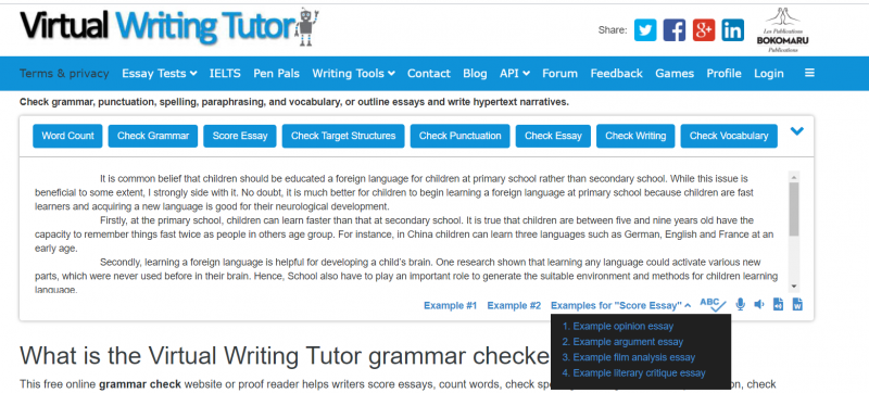 Virtual Writing Tutor chữa bài ielts writing