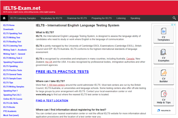 IELTS Exam thuộc top các trang web luyện thi IELTS miễn phí được nhiều người tin dùng 