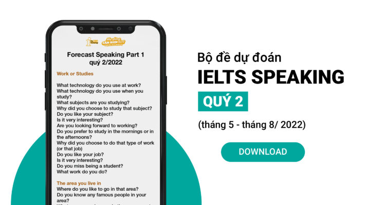 Bộ đề IELTS Forecast Speaking quý 2 2022 (05 – 08/2022)