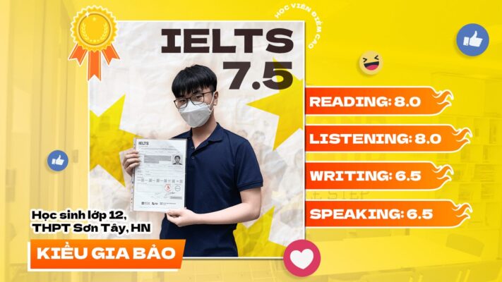 Kiều Gia Bảo – Học IELTS online vẫn đạt band 7.5
