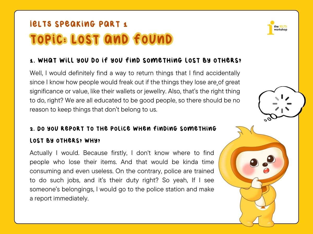 lost and found ielts speaking part 1