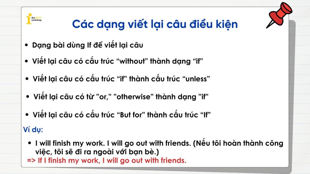 Các dạng bài tập viết lại câu điều kiện