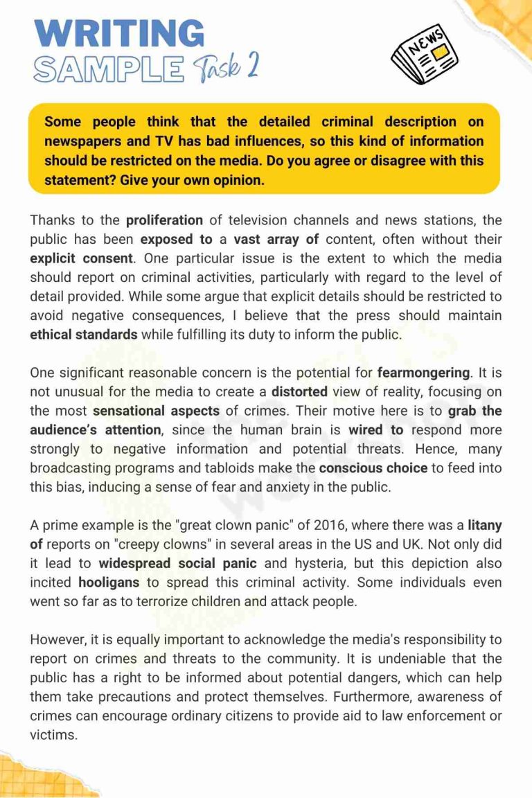The detailed criminal description on newspapers | IELTS Writing Task 2