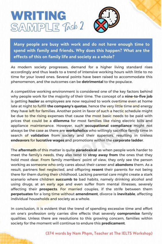 People are busy with work - IELTS Writing Task 2