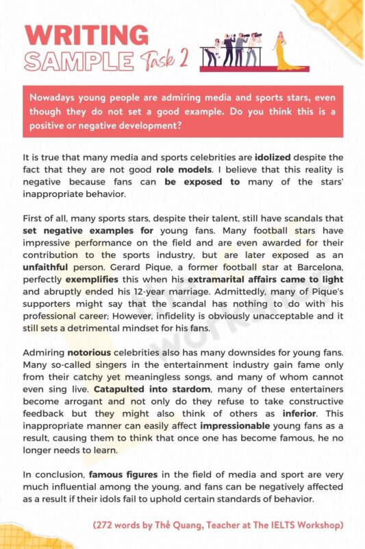 Bài giải mẫu IELTS Writing Task 2 – Topic: Media and Sports Stars - THE ...