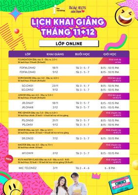 Hà Nội – Lịch khai giảng lớp IELTS Online tháng 11-12/2023