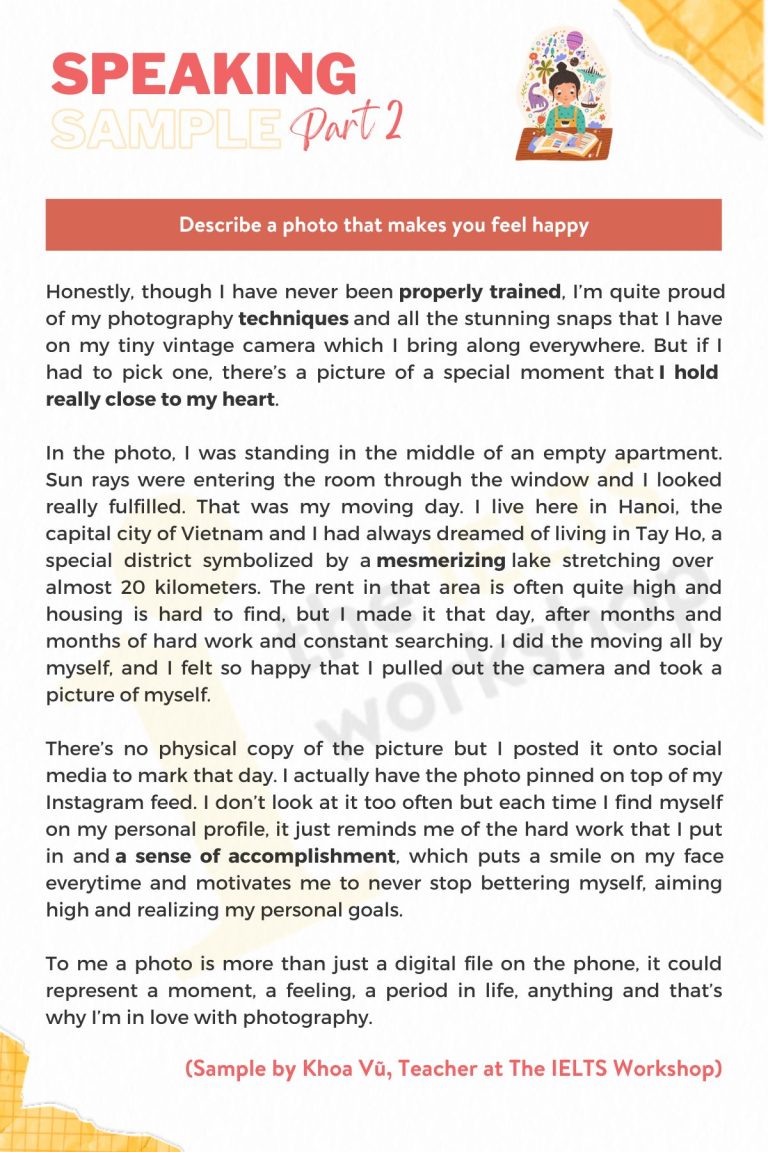 Describe a photo that makes you feel happy | IELTS Speaking Part 2