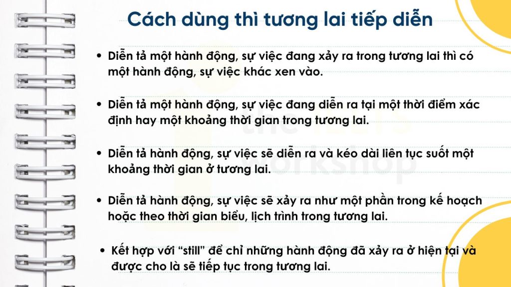 Cách dùng thì tương lai tiếp diễn