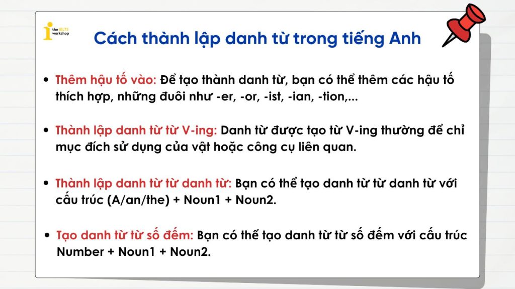 Cách thành lập danh từ trong tiếng Anh