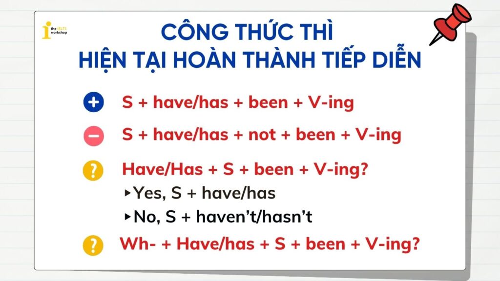 công thức thì hiện tại hoàn thành tiếp diễn