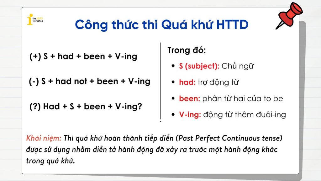 Công thức thì quá khứ hoàn thành tiếp diễn