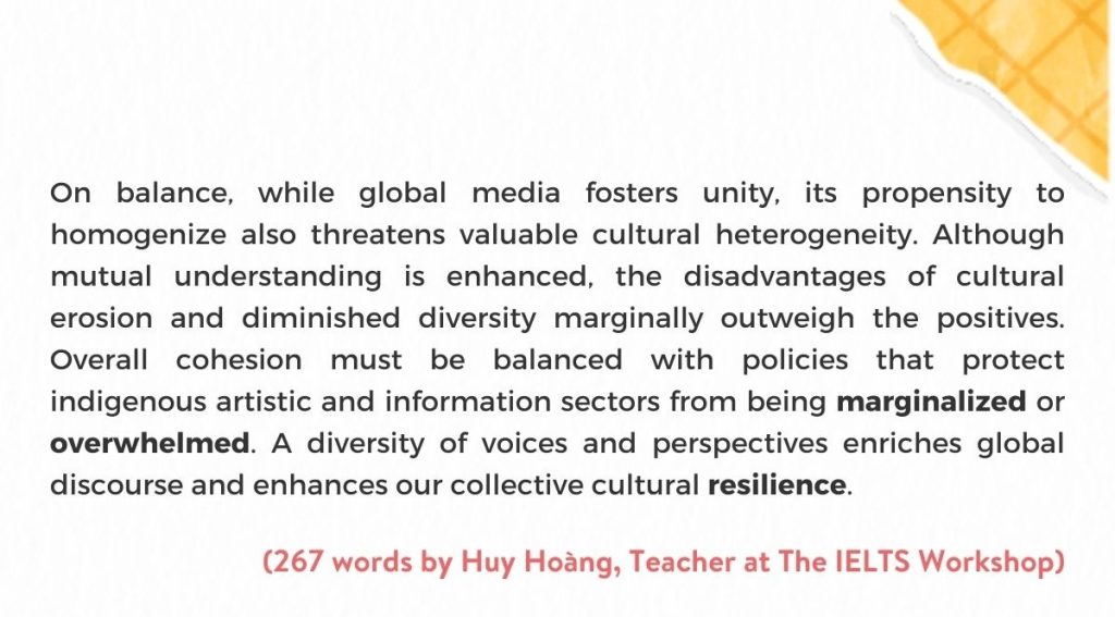 Giải đề IELTS Writing Task 2: Globalisation of culture 2