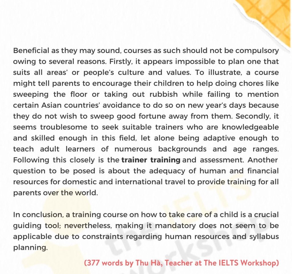 Parenting Courses IELTS Writing Task 2