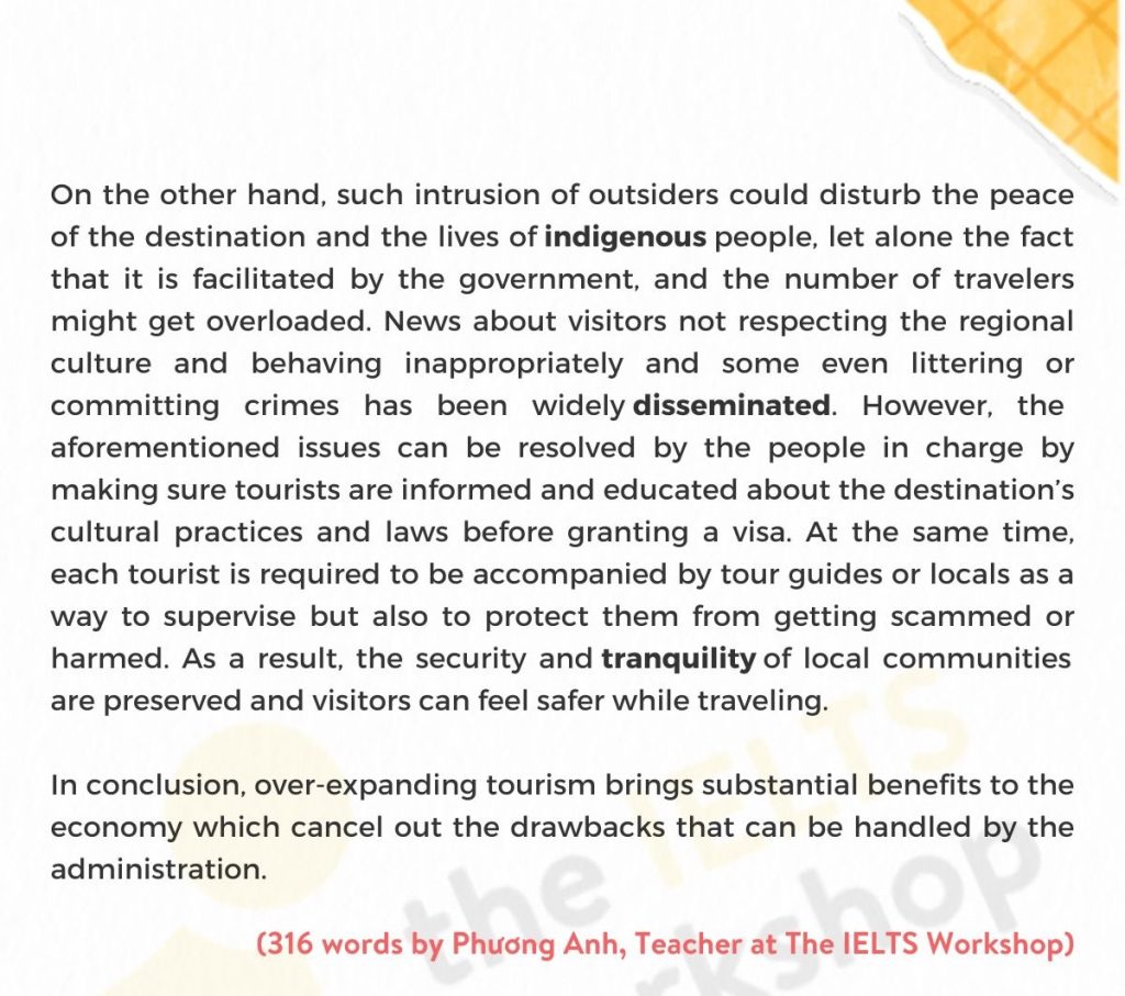 tourism ielts writing task 2 phần 2