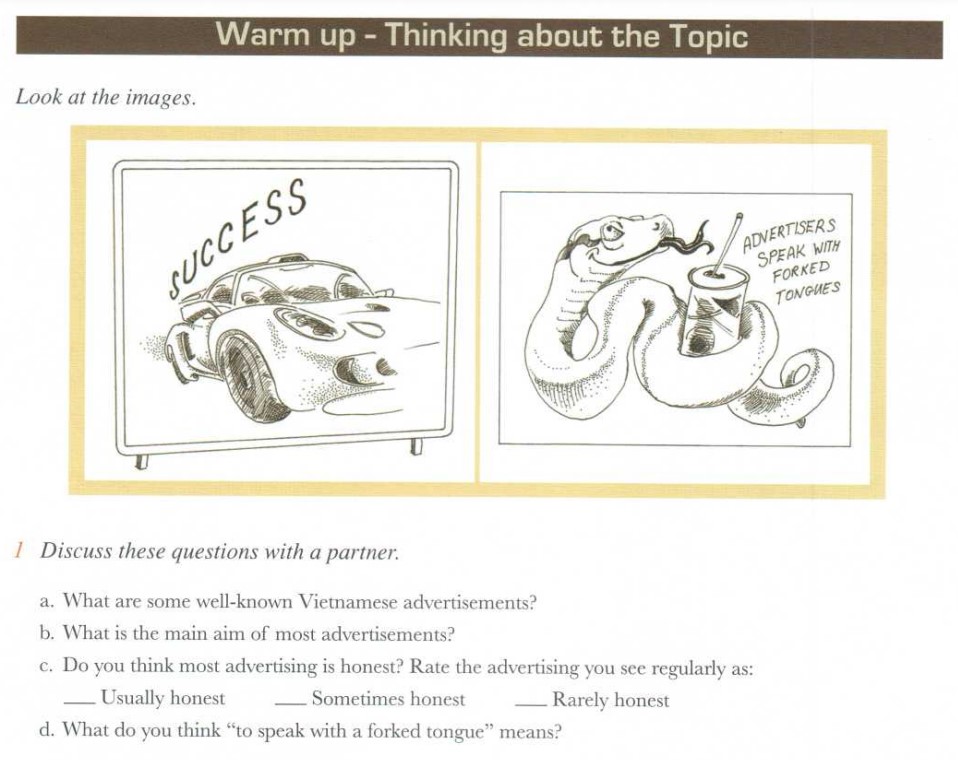 Warm up – Thinking about the topic