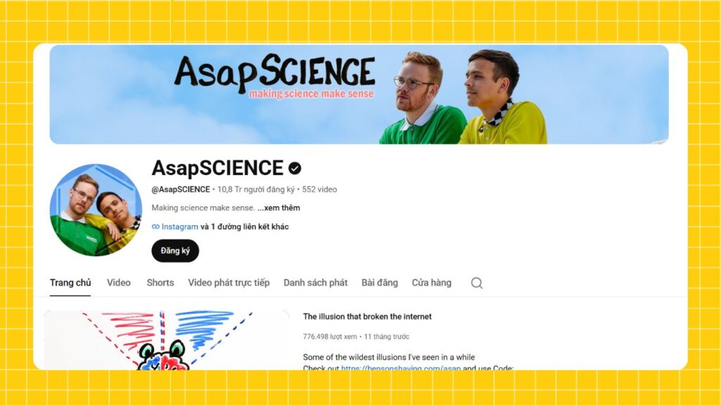 kênh youtube học tiếng anh AsapSCIENCE