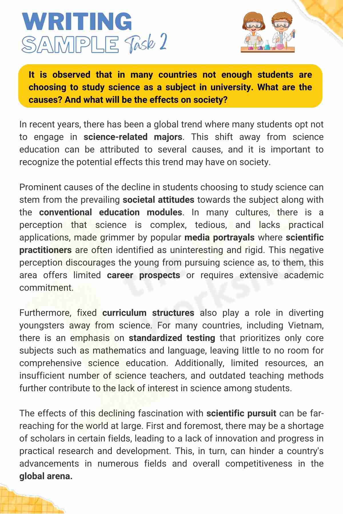 Topic: Science subjects in university | IELTS Writing Task 2