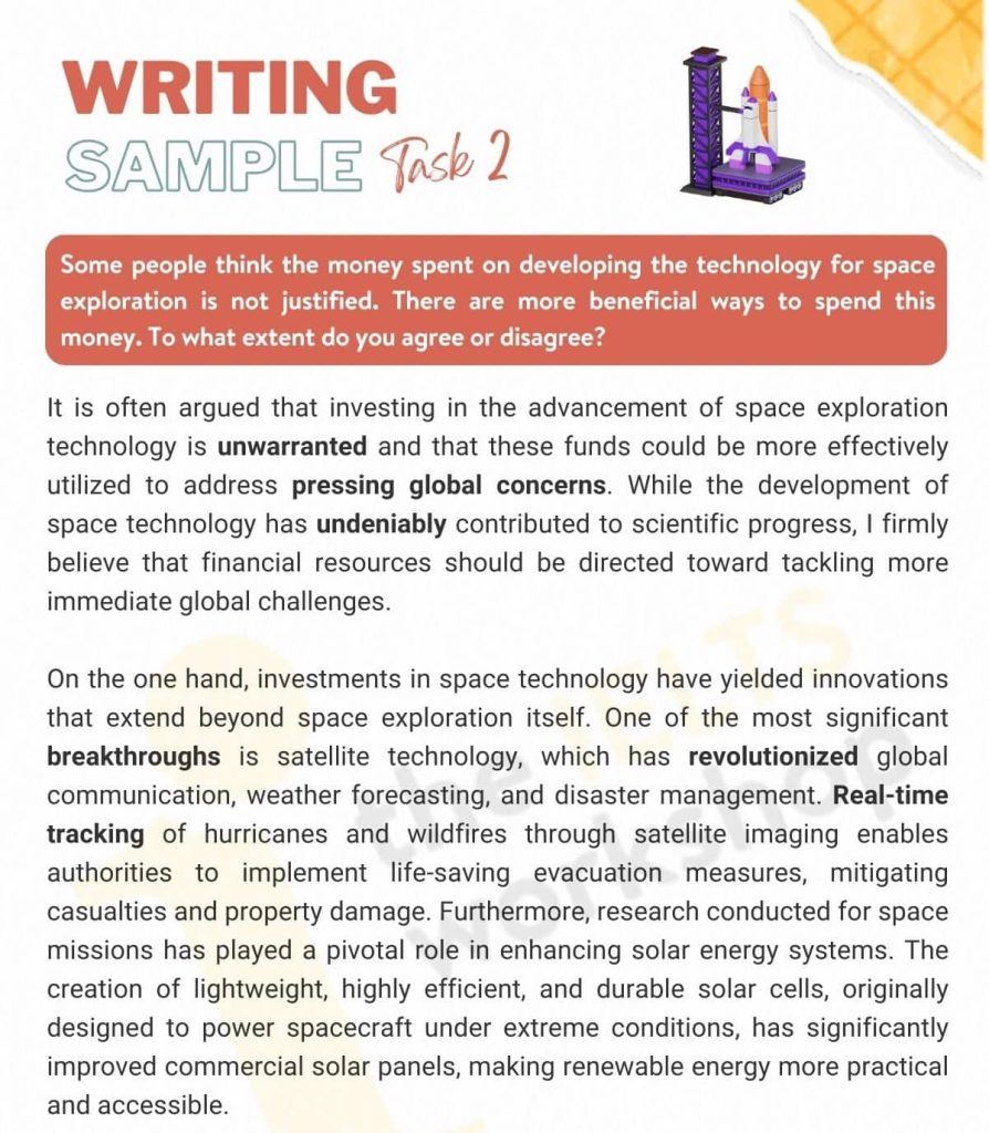 Space exploration IELTS Writing Task 2