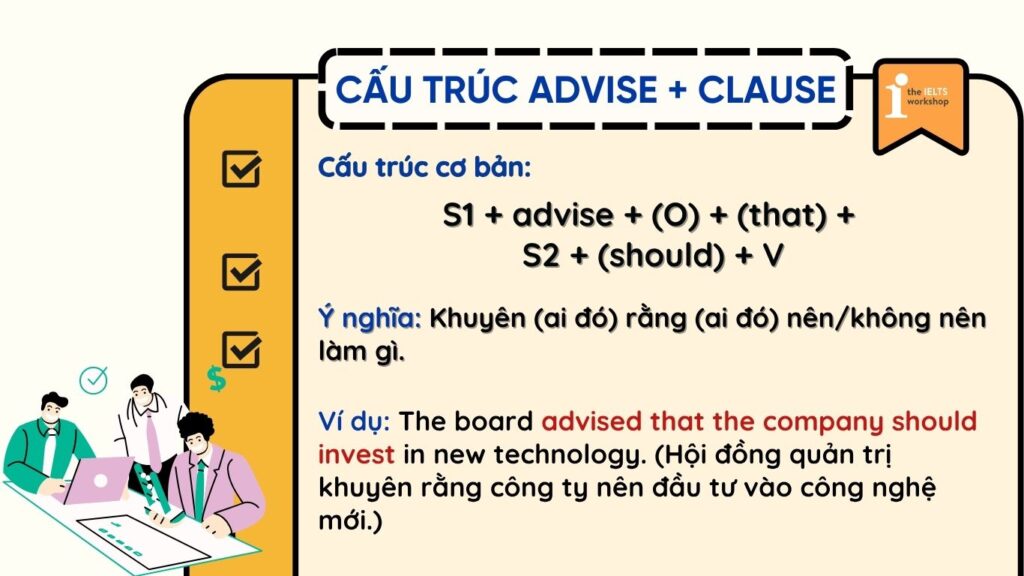 Cấu trúc Advise + mệnh đề