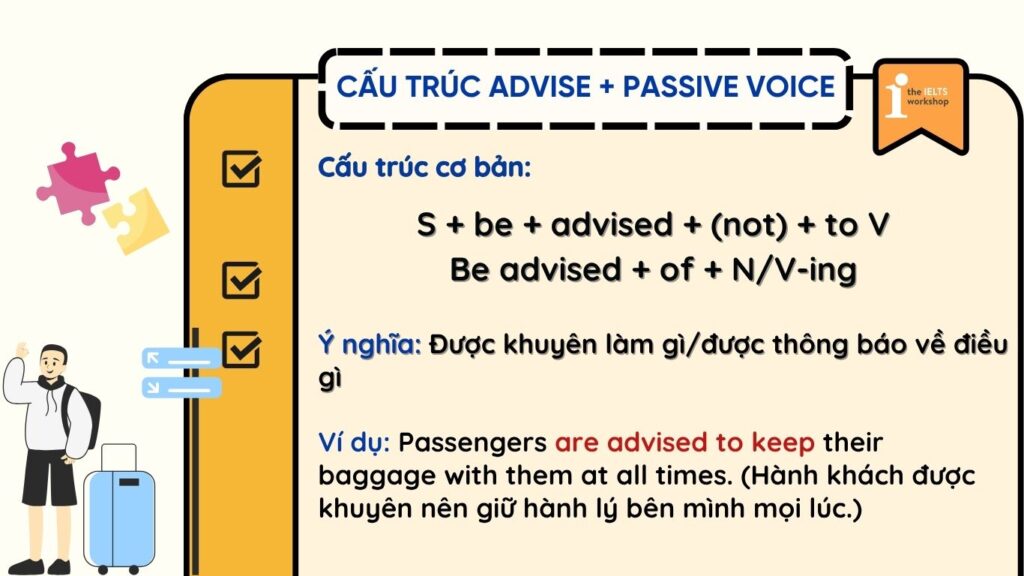 Cấu trúc Advise khi ở dạng bị động