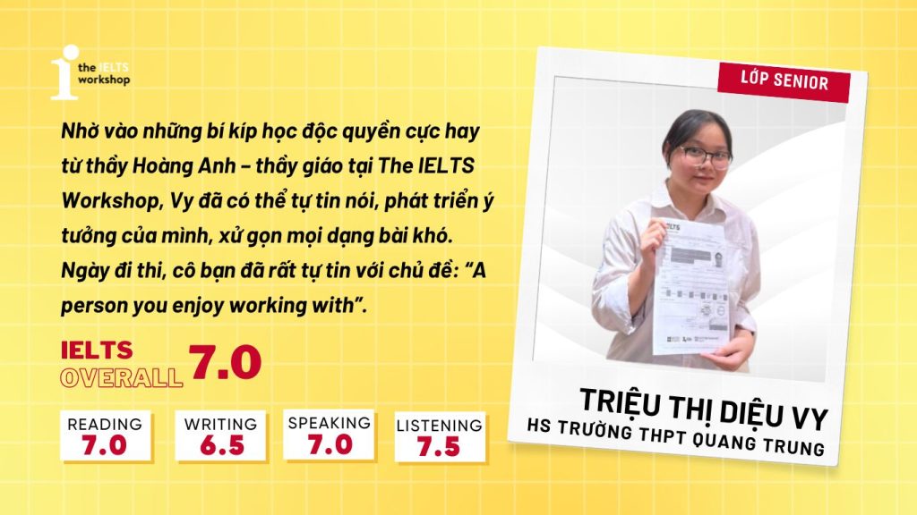 Feedback của bạn Triệu Thị Diệu Vy sau khi ôn luyện tại The IELTS Workshop