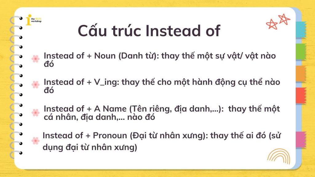 Cấu trúc Instead of và cách dùng