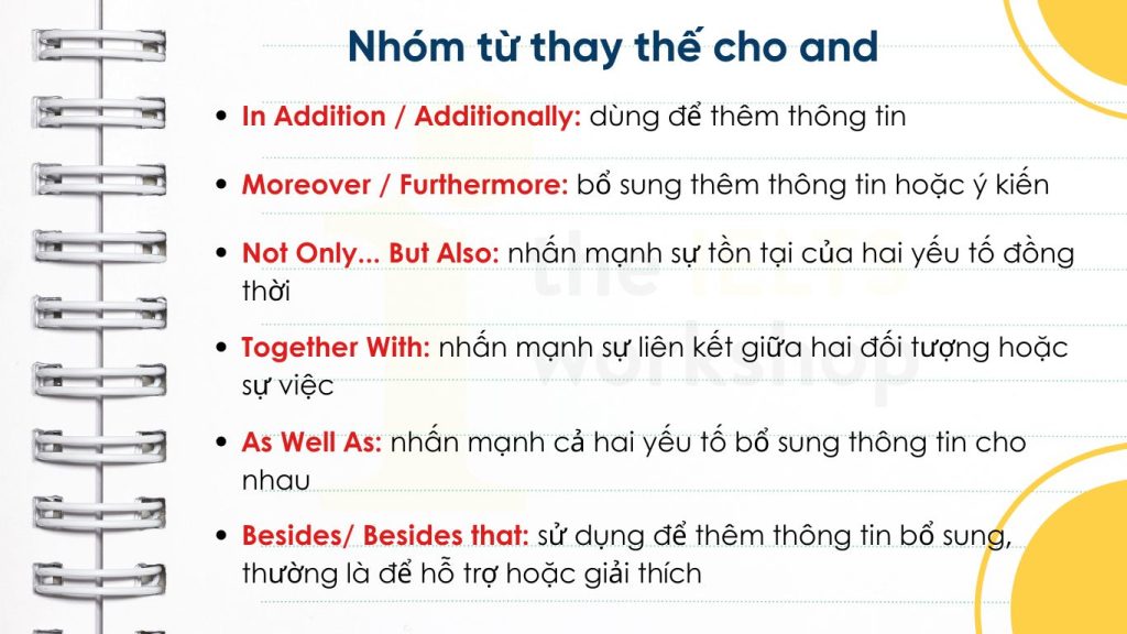 Các từ thay thế cho And thường gặp