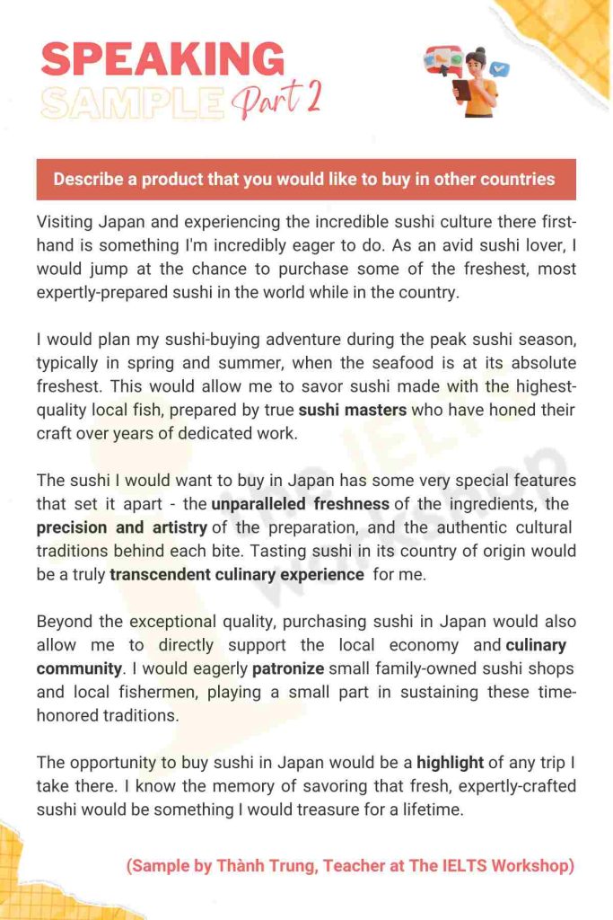 Describe a product that you would like to buy in other countries sample