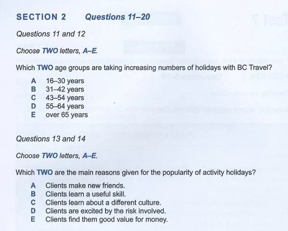 IELTS Listening Multiple Choice dạng multiple answer