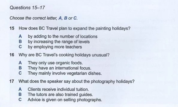 IELTS Listening Multiple Choice