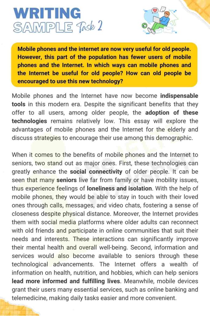 Mobile phones and the internet IELTS Writing Task 2 sample 1