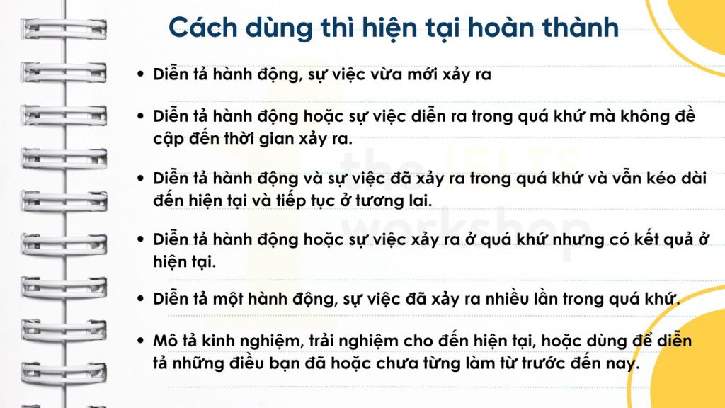 Cách dùng thì hiện tại hoàn thành trong tiếng Anh