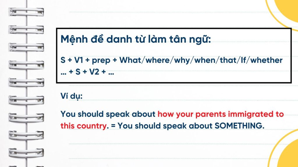 Mệnh đề danh từ làm tân ngữ trong câu