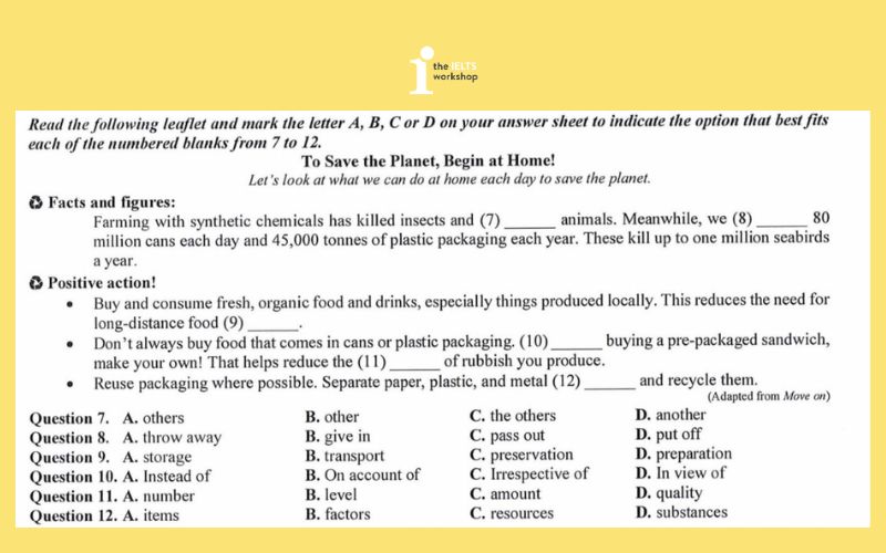 các dạng bài tiếng Anh thi THPT Quốc gia - Dạng bài 2: Đọc điền tờ rơi