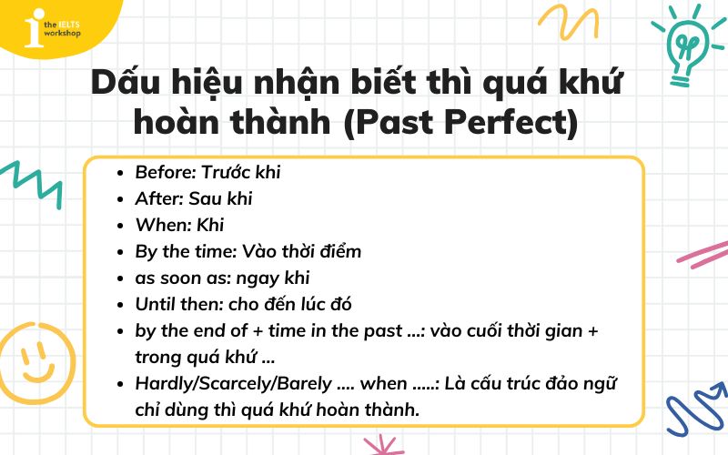 Dấu hiệu nhận biết thì quá khứ hoàn thành