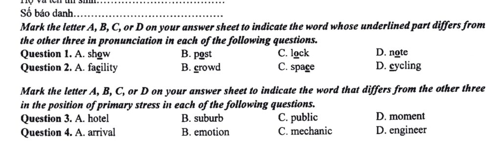 đề minh hoạ thi anh vào 10 hà nội 2025