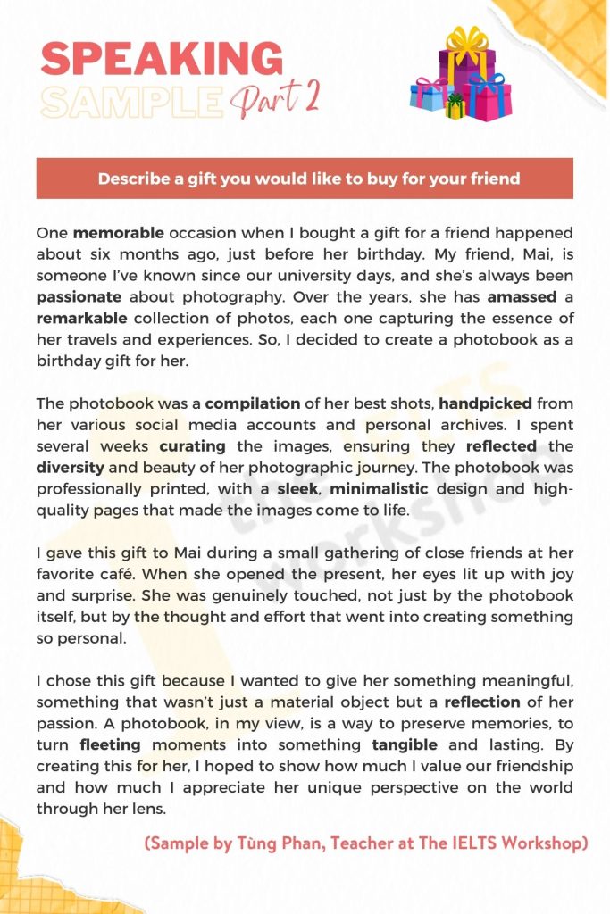 Describe a gift you would like to buy for your friend