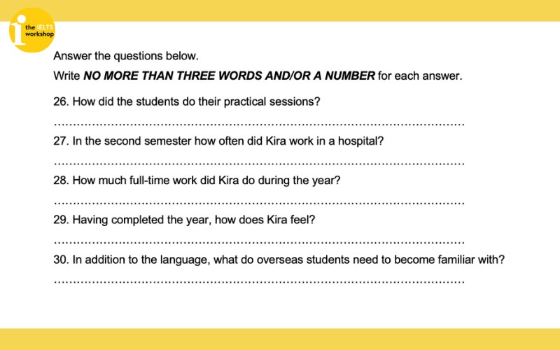 Short Answer Question IELTS Listening