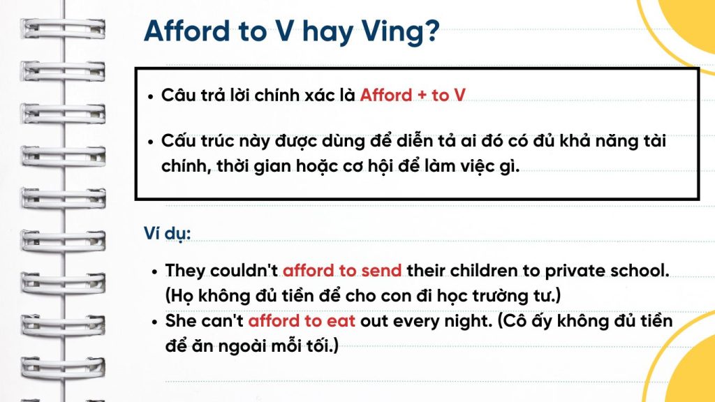 Afford to V hay Ving?