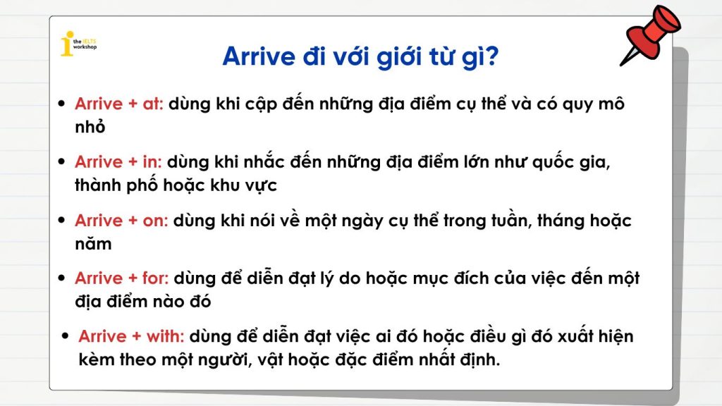 Arrive đi với giới từ gì? 