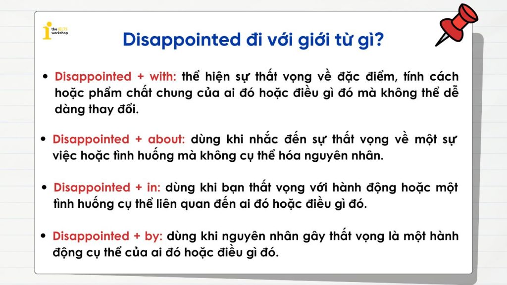 Disappointed đi với giới từ gì ?