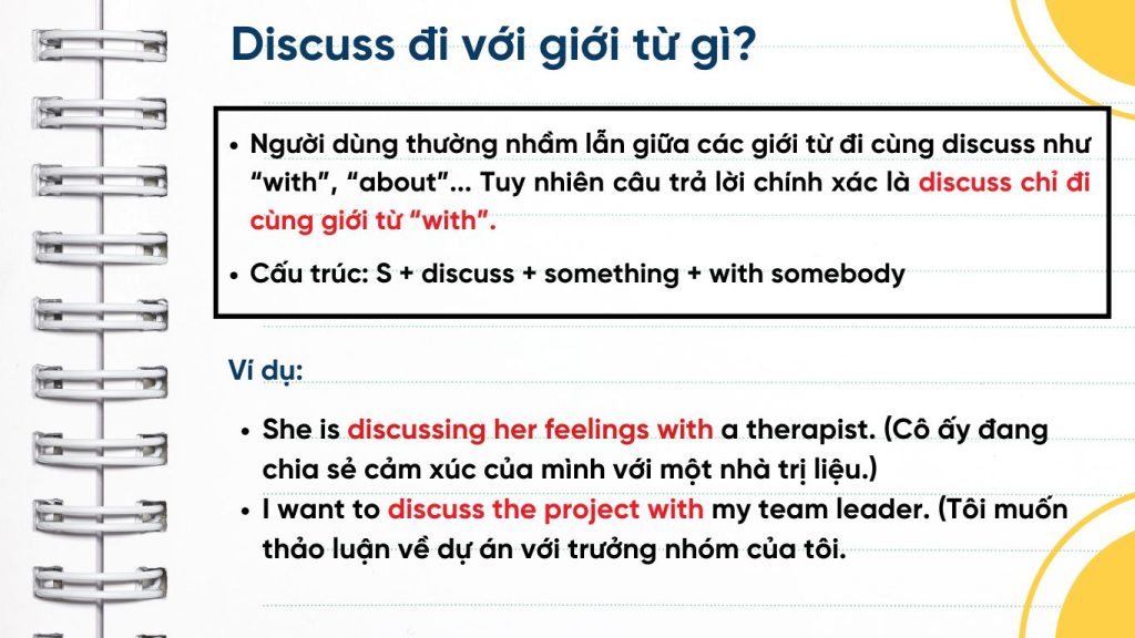 Discuss đi với giới từ gì?