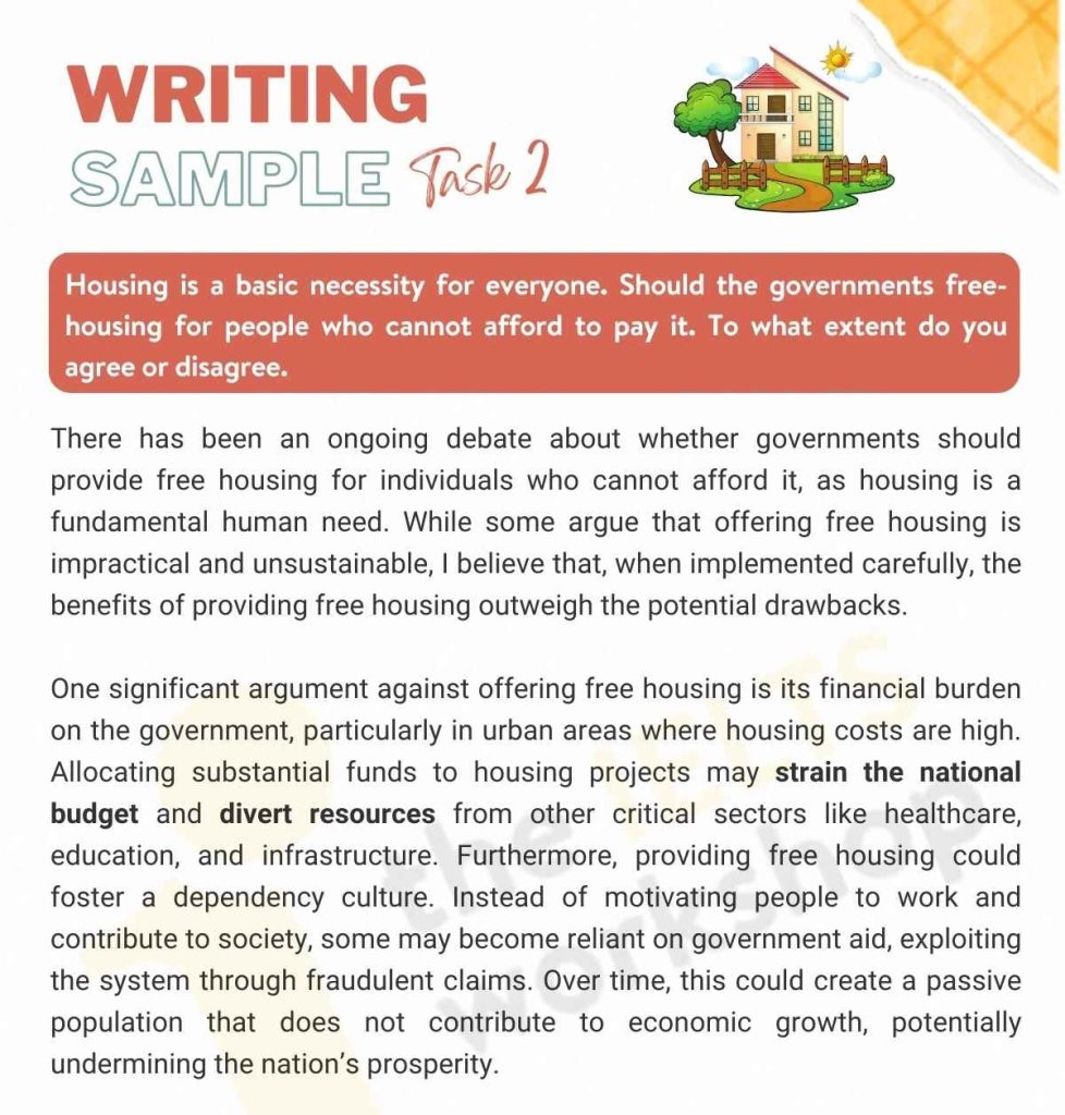 Sample Free housing IELTS Writing Task 2