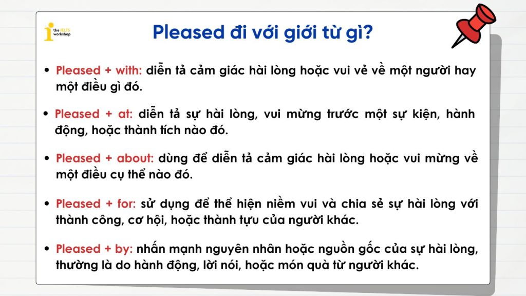 Pleased đi với giới từ gì?