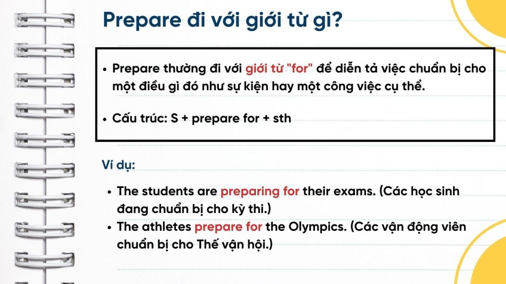 Prepare đi với giới từ gì?