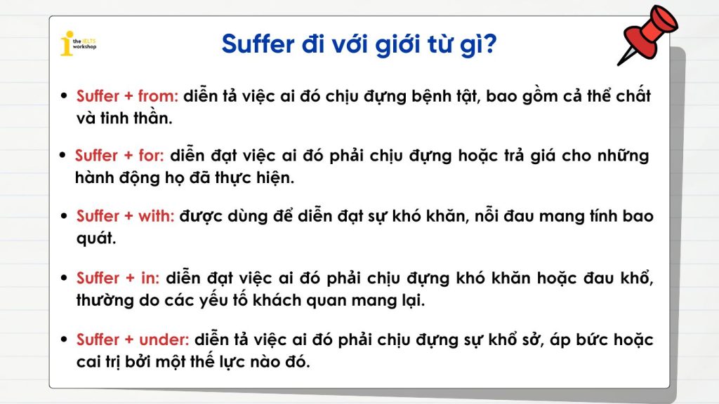 Suffer đi với giới từ gì?