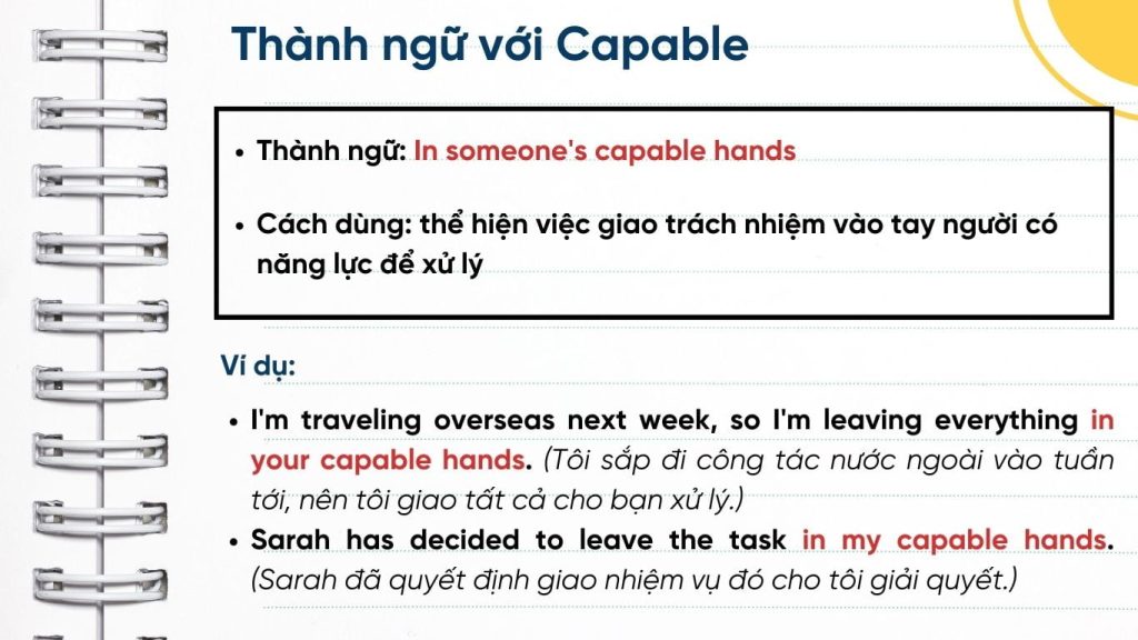 Thành ngữ với Capable