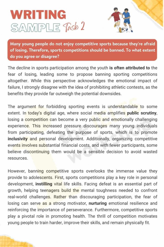 Youth and competitive sports IELTS Writing Task 2