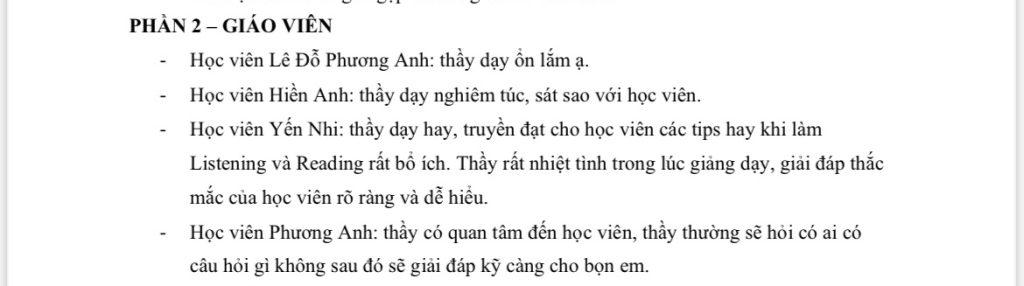 “Thầy dạy hay, truyền đạt cho học viên các tips hay khi làm“