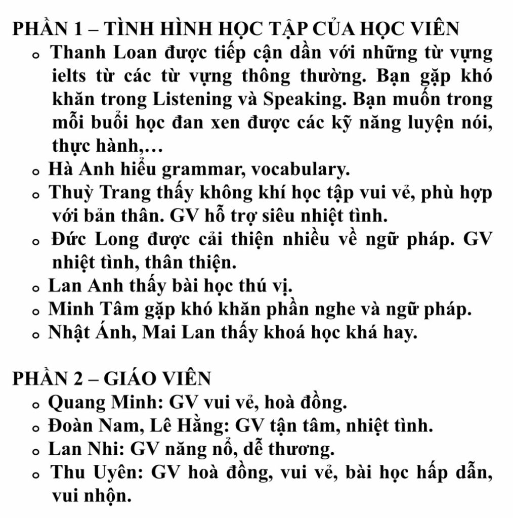 Cô giáo tận tâm, nhiệt tình, vui vẻ, hoà đồng
